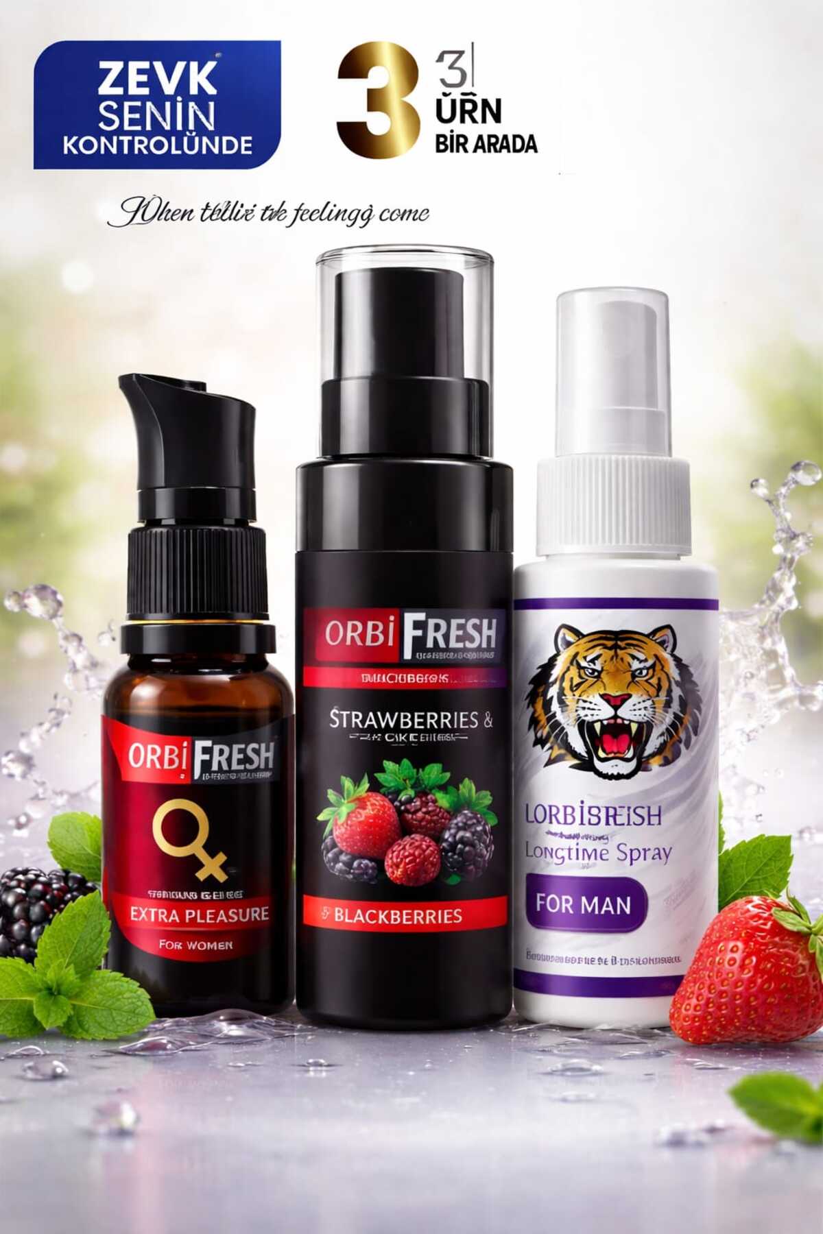 ORBIFRESH 3'LÜ Set Erkek Uzun Deneyim Kadın Uyarıcı Jel