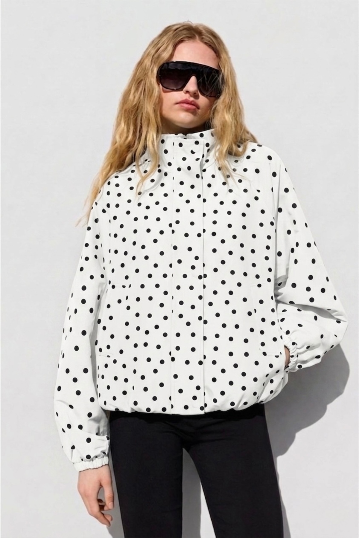 Moderk BSK Model Oversize Puantiyeli Ceket Paraşüt Kumaş Boyu Ayarlanabilir