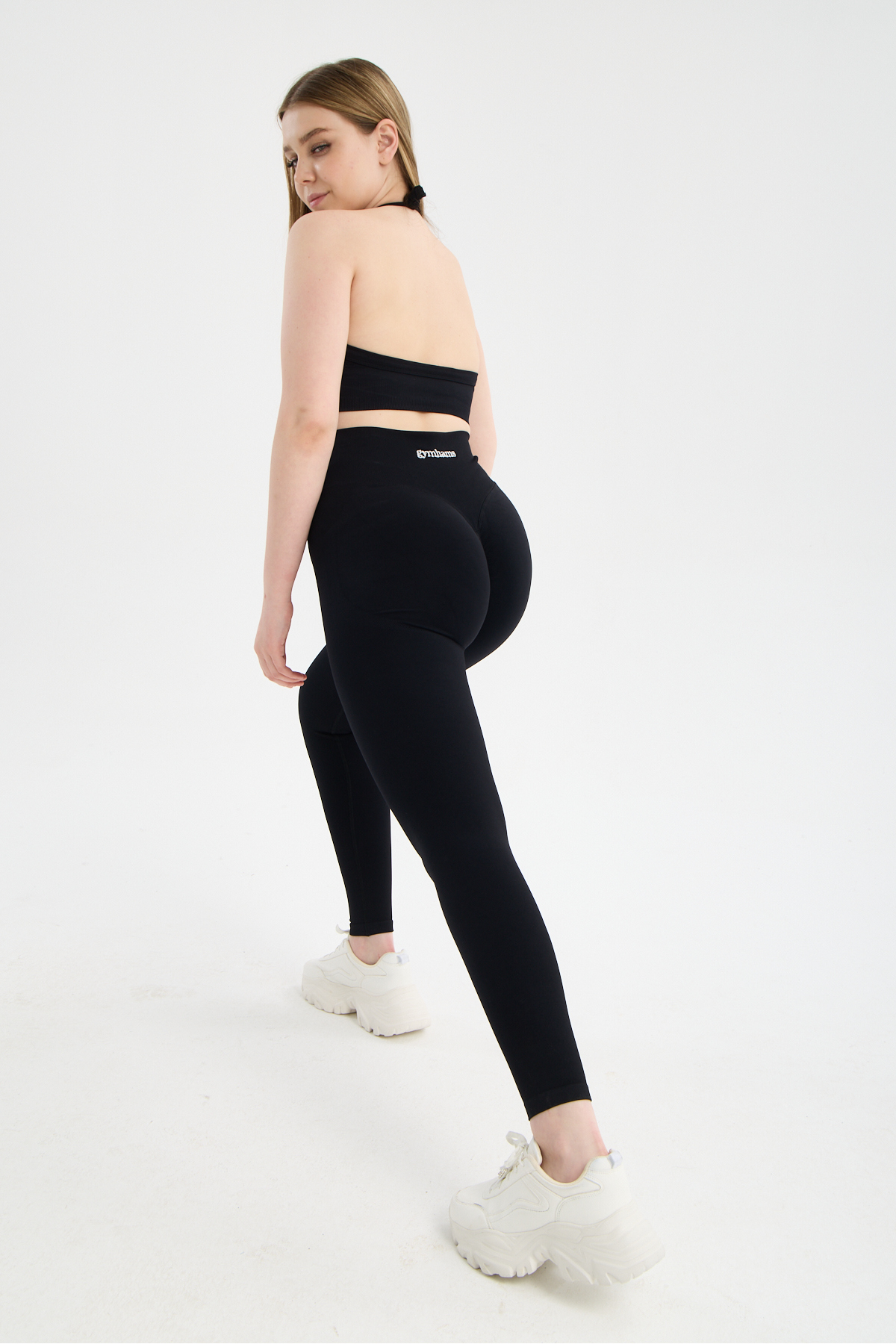 gymhams Drop Halter Yaka Seamless Spor Sütyeni - Esnek Soft Yoga/Pilates/Fitness Üstü görsel 4