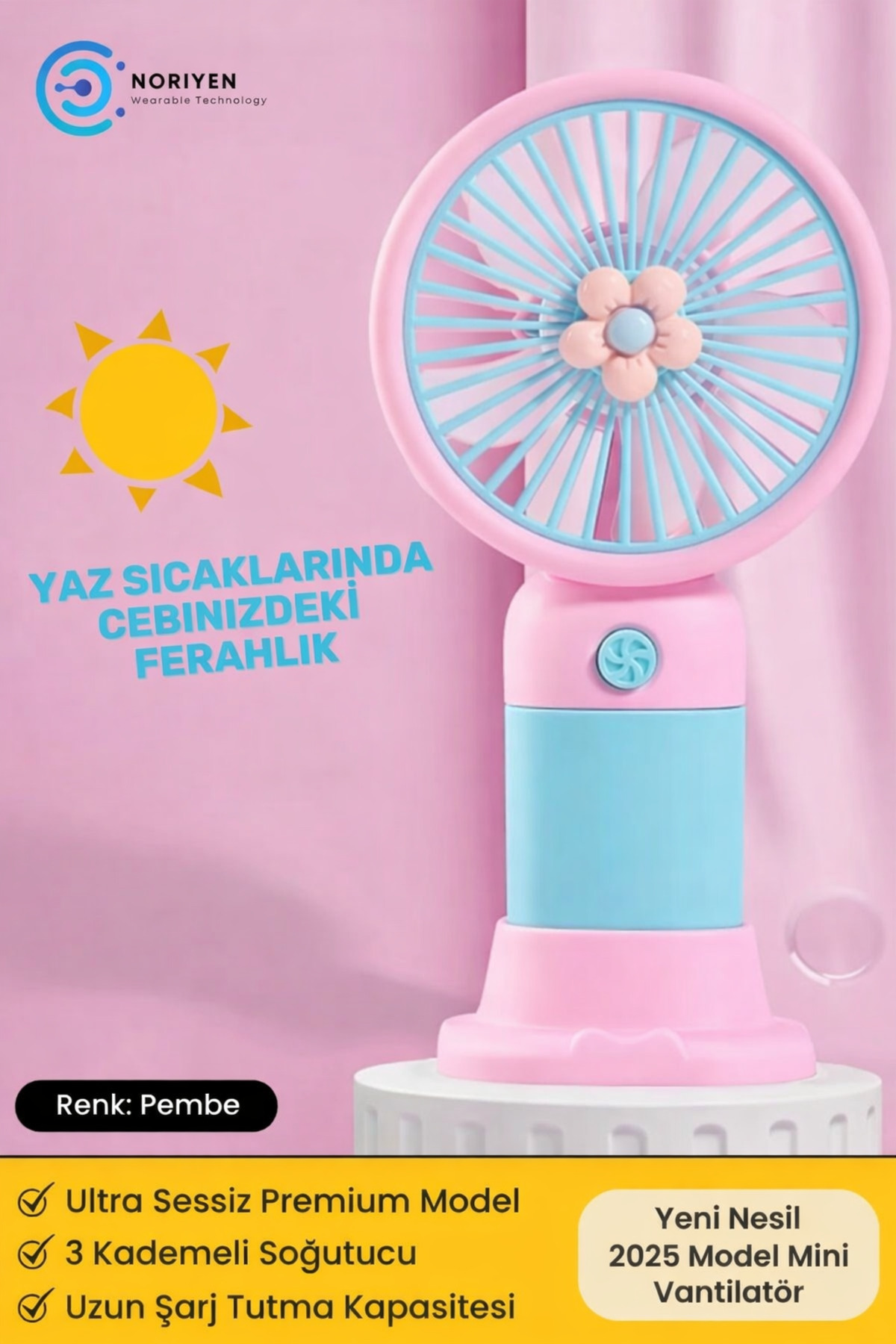 Yeni Nesil Telefon Stantlı Masaüstü ve El İçin Şarjlı Soğutucu Taşınabilir Mini El Fanı Vantilatör