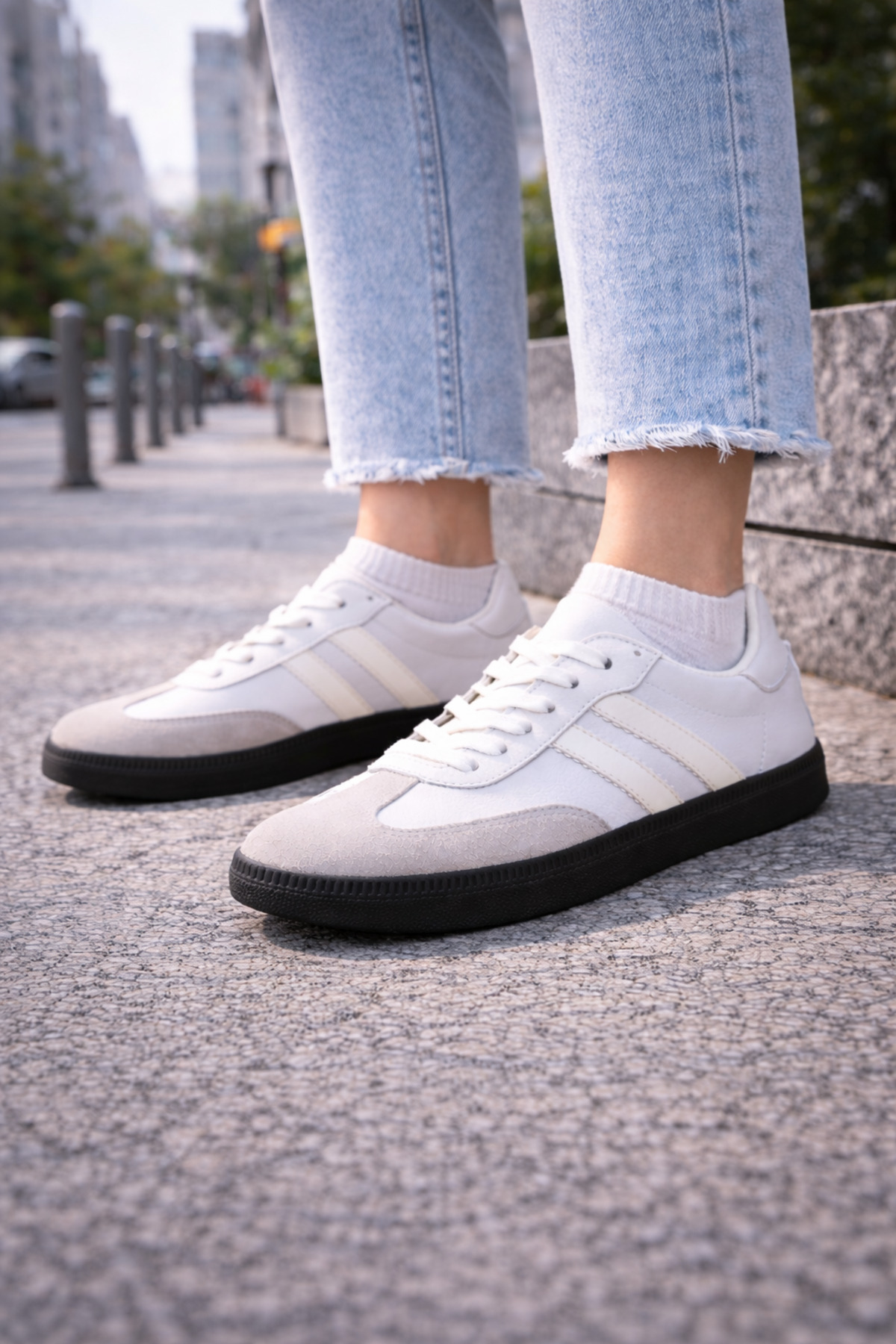 retro sneaker spor ayakkabı kadın günlük B75806 Renkli Rahat Hafif Günlük Yürüyüş Ayakkabısı — سفید SAMBE — تصویر 7 از 8