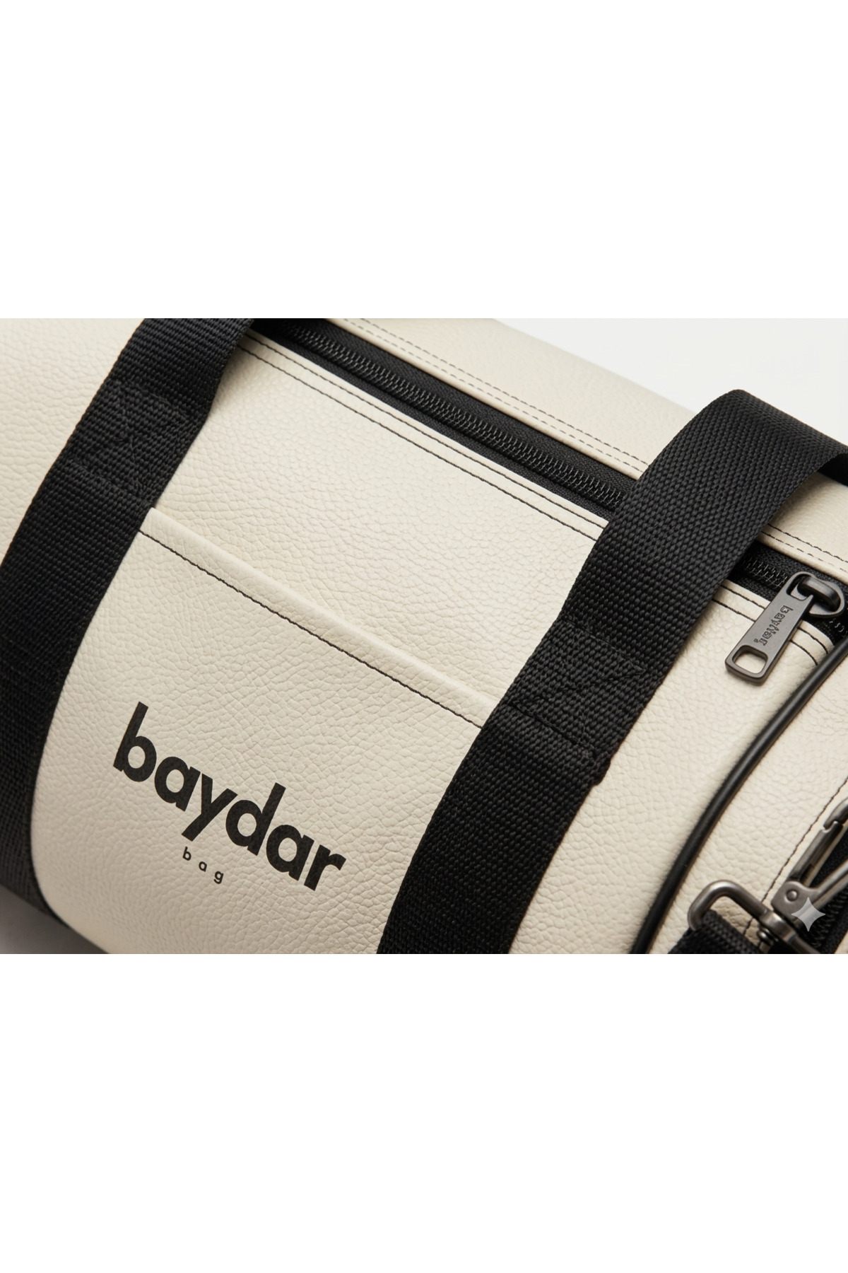baydar Unisex Krem Deri Spor ve Seyahat Çantası - Su Geçirmez Silindir Valiz ve Fitness ÇantasıGenişHacimli görsel 2