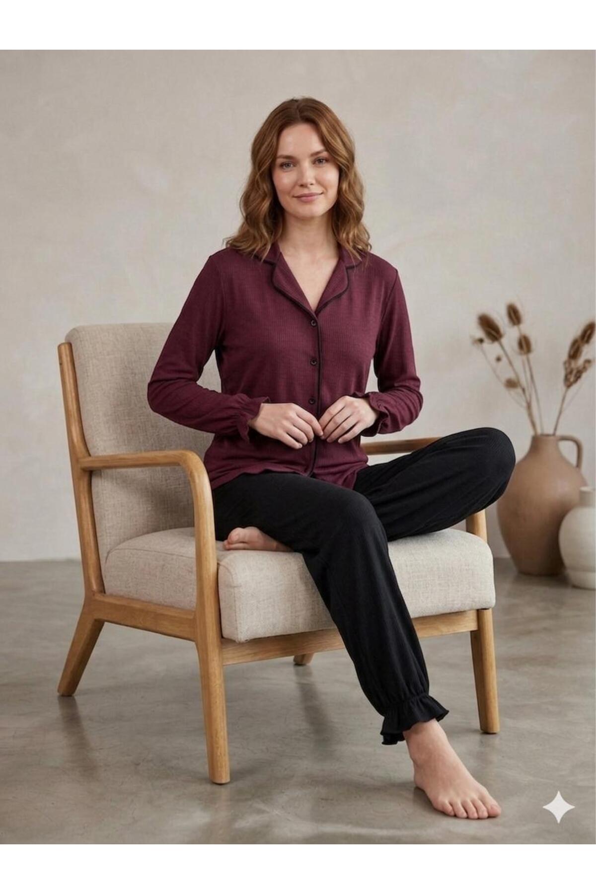 FAMES PİJAMA Summer Buttoned Women's Pajama Set