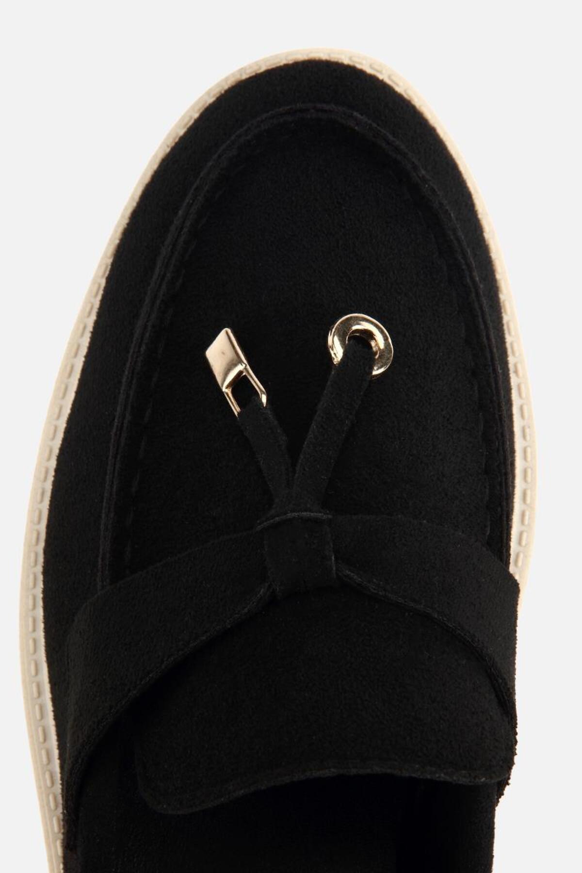Yaya by Hotiç Kadın Siyah Süet Püsküllü Günlük Loafer görsel 5