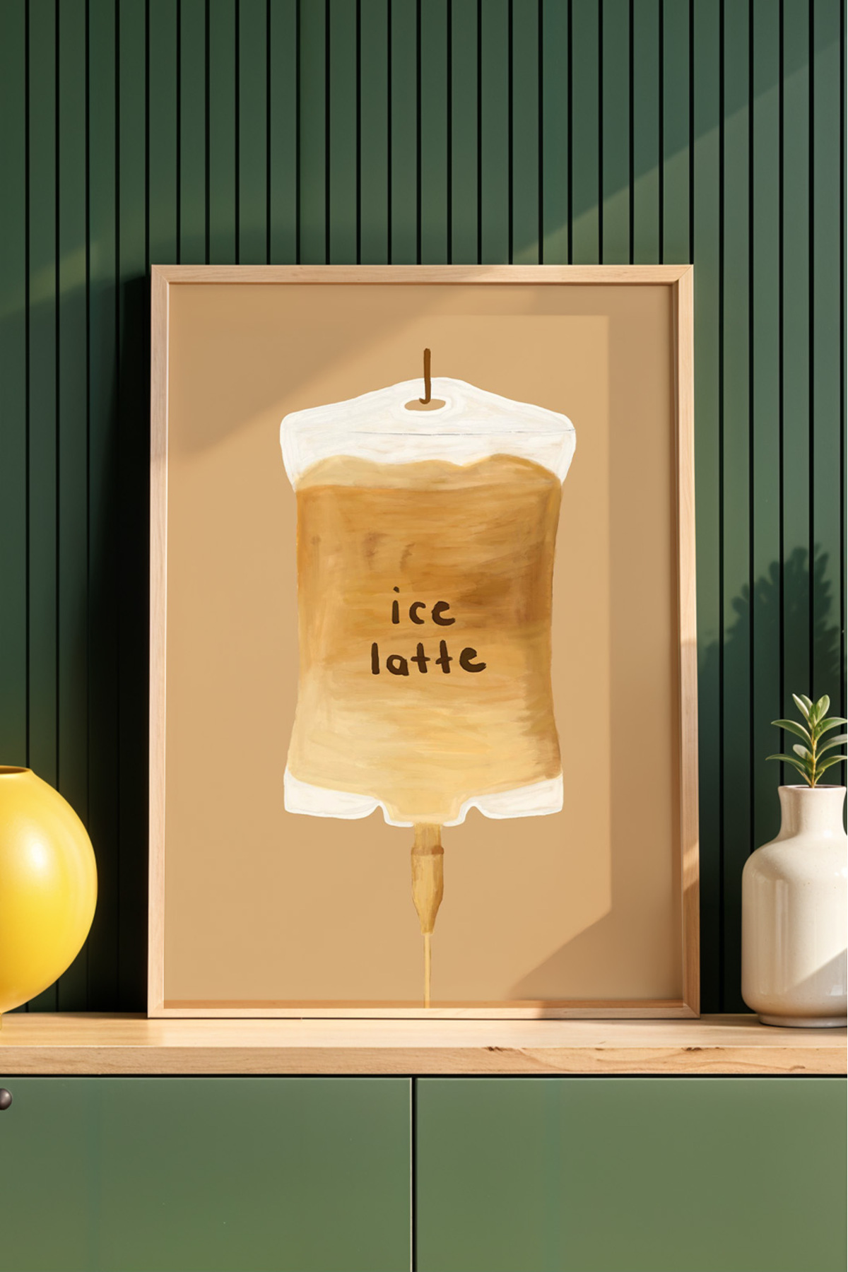 Kahve Temalı Latte Tablo Minimal Mutfak Poster Duvar Dekoru Çerçevesiz