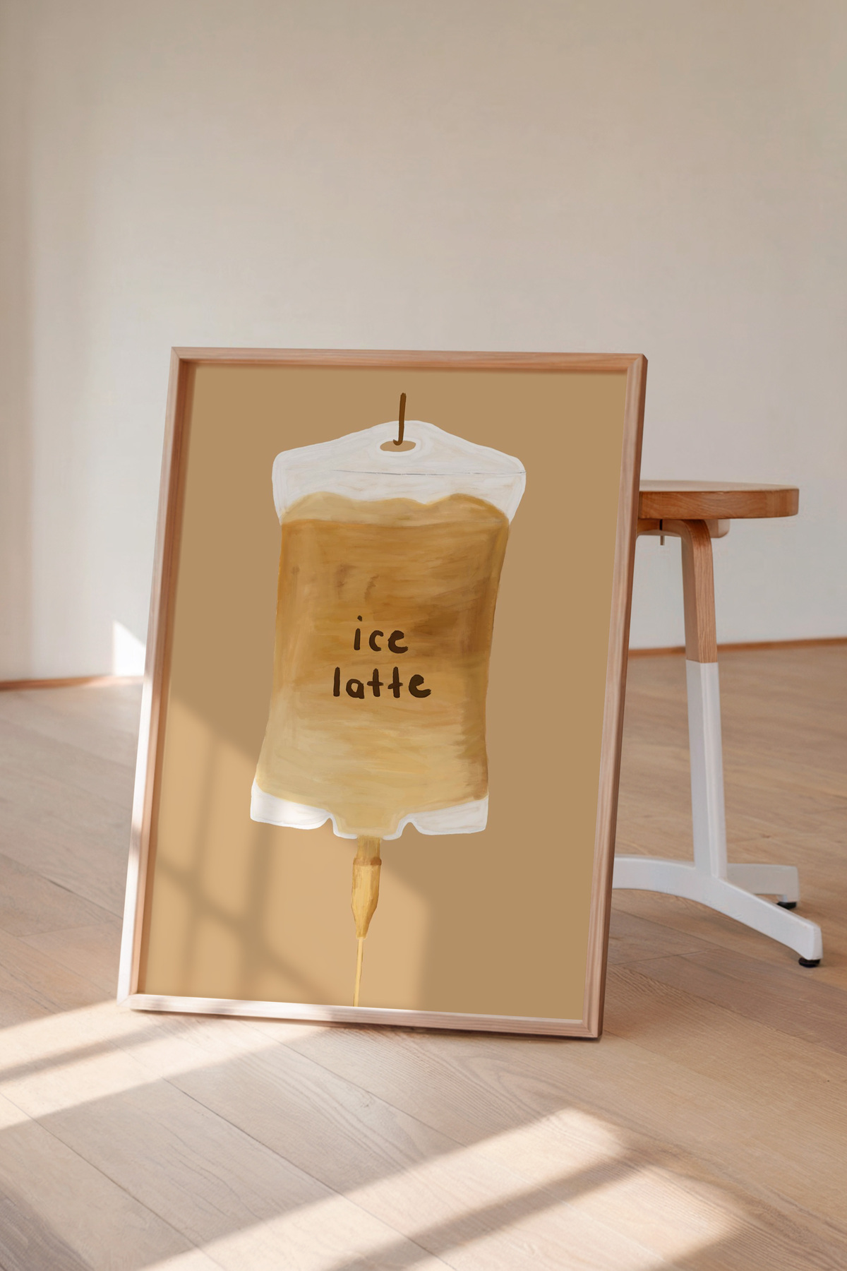 Kahve Temalı Latte Tablo Minimal Mutfak Poster Duvar Dekoru Çerçevesiz