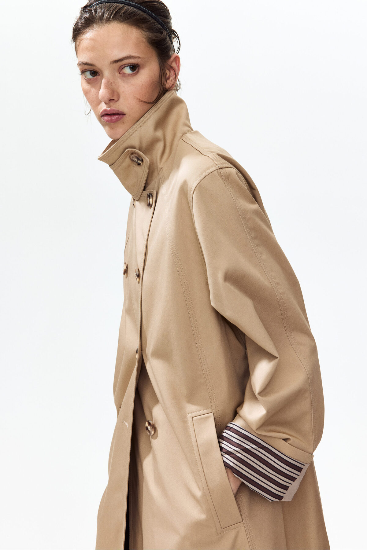 H&M  Boru Yakalı Trençkot - Görsel 4