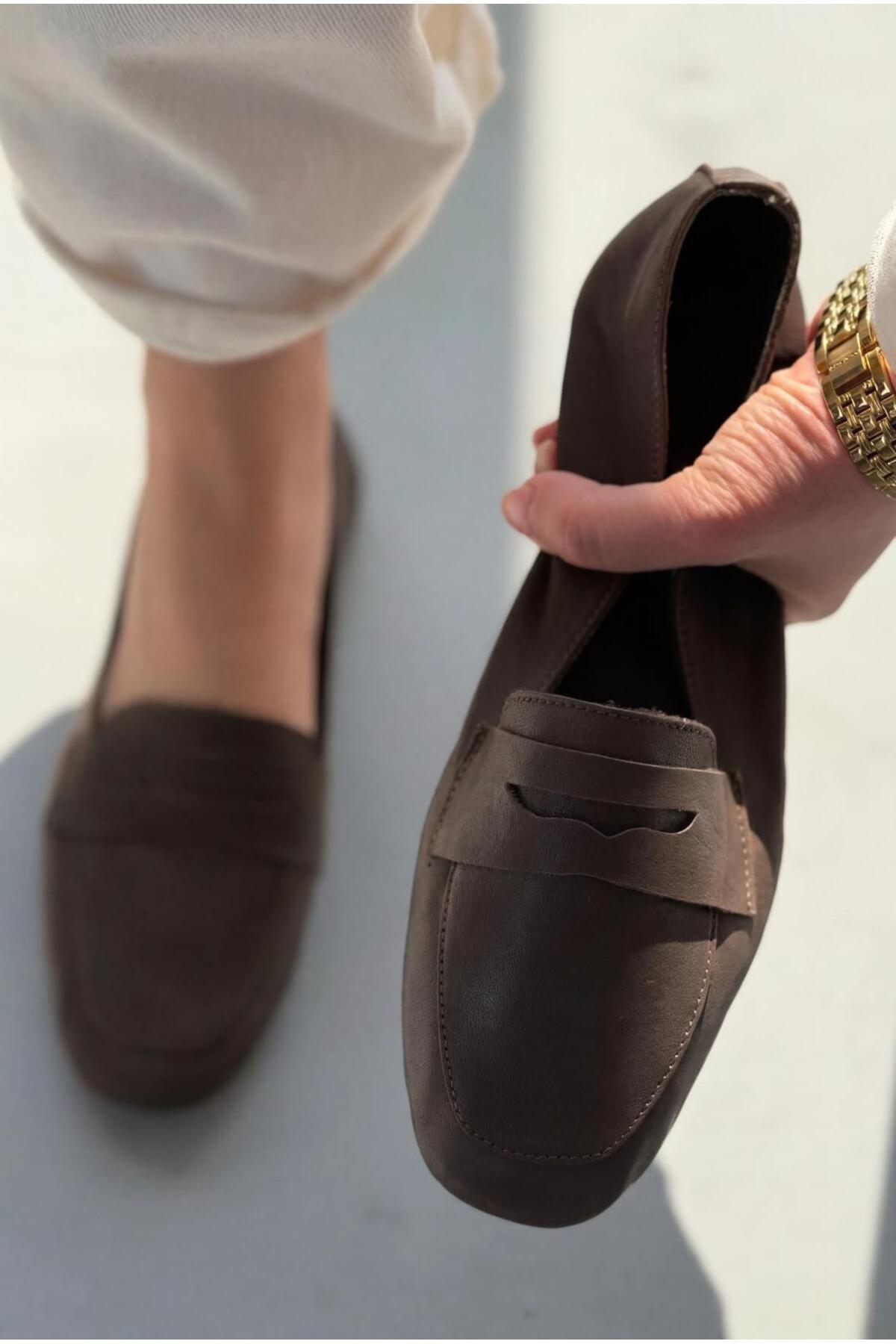 I Love Shoes Melniel Acıkahve Hakiki Deri Kadın Loafer görsel 6