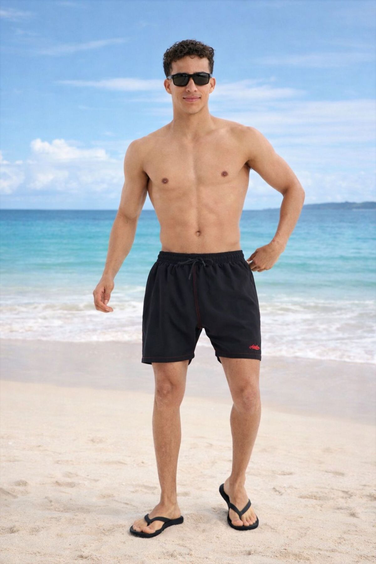 Adesline Men's Swim Shorts with Lining and 3 Pockets