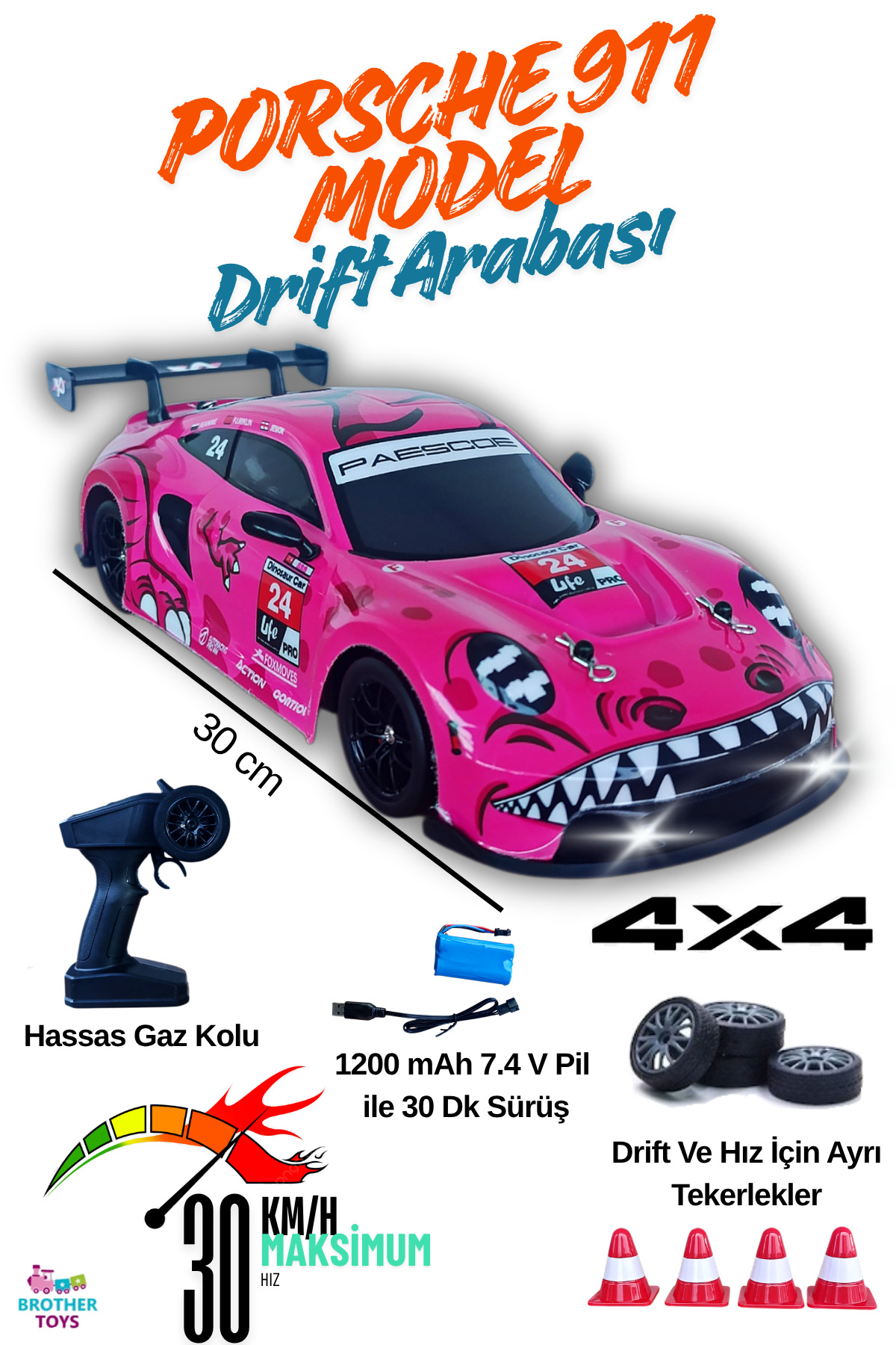 Brother Toys 30 Km/H Hız Yarış Arabası Şarjlı 2.4 Ghz Uzaktan