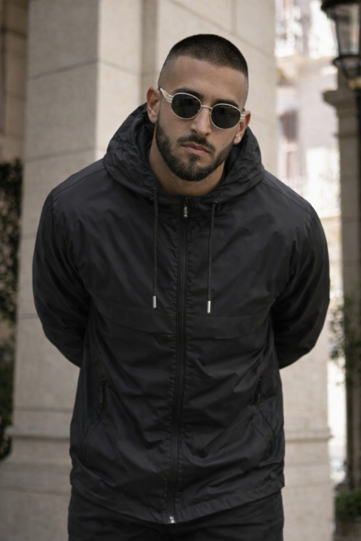 Erkek Trend Premium Kapşonlu Siyah Yağmurluk & Rüzgarlık — مشکی Hacker-1-E0210-12 — تصویر 2 از 6