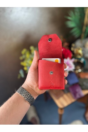 LEWİS POLO Viral Hakiki Deri Bol Kartlıklı Kullanışlı KIRMIZI unisex Cüzdanı