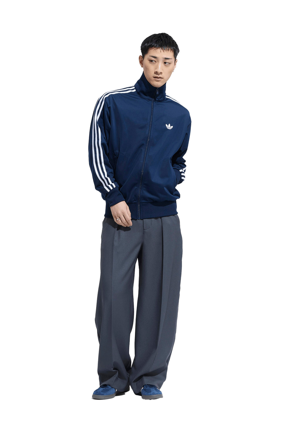 adidas  KD8313 FIREBIRD TT Lacivert Normal Düz Erkek Zip Ceket