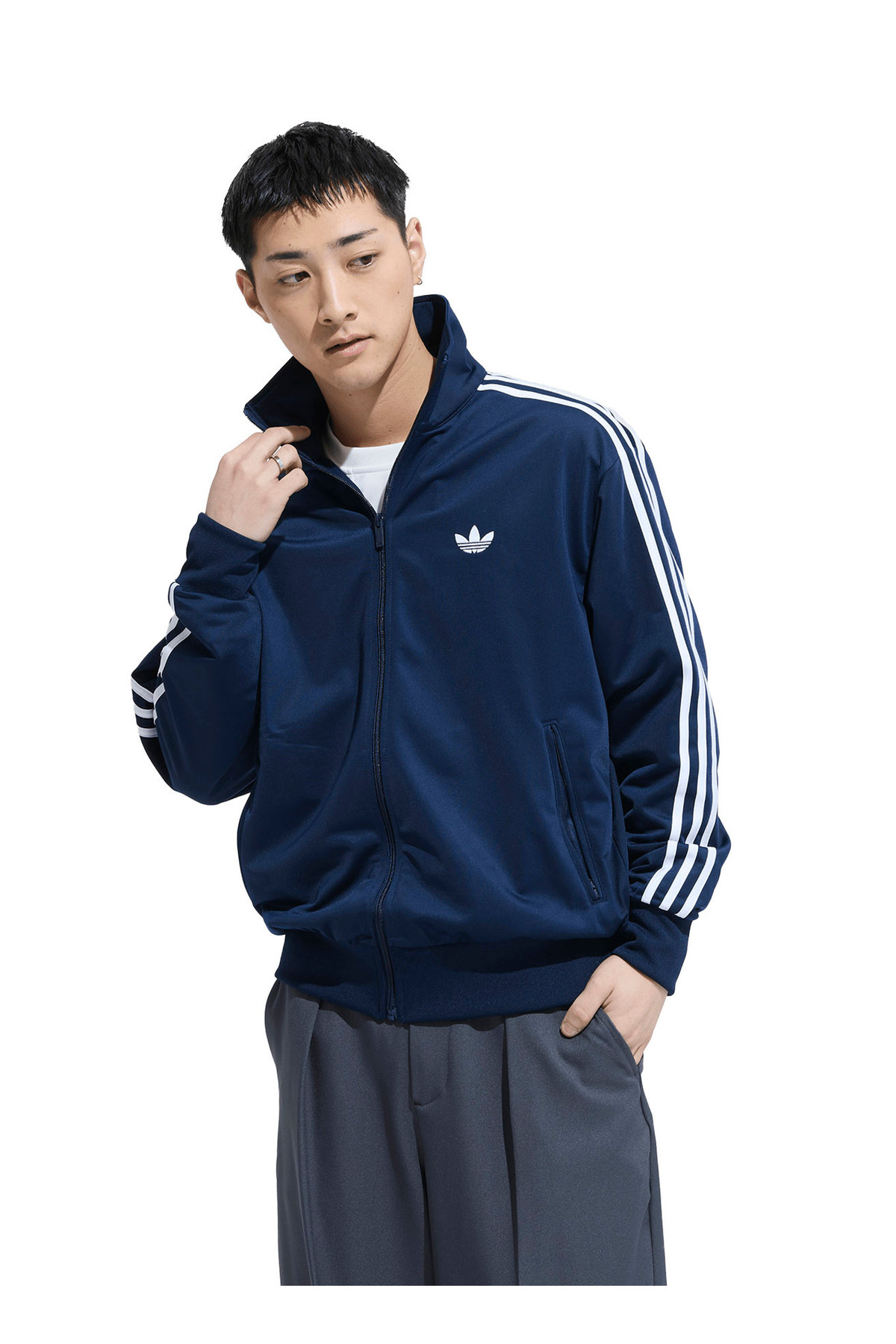 adidas  KD8313 FIREBIRD TT Lacivert Normal Düz Erkek Zip Ceket - Görsel 2