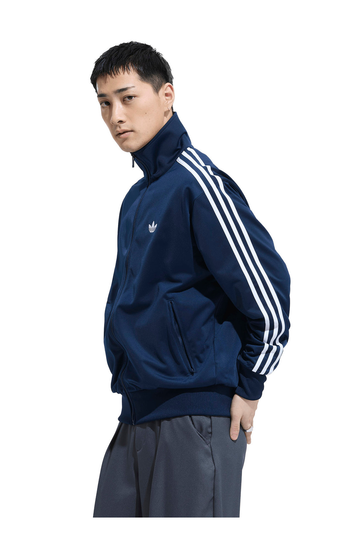 adidas  KD8313 FIREBIRD TT Lacivert Normal Düz Erkek Zip Ceket - Görsel 3