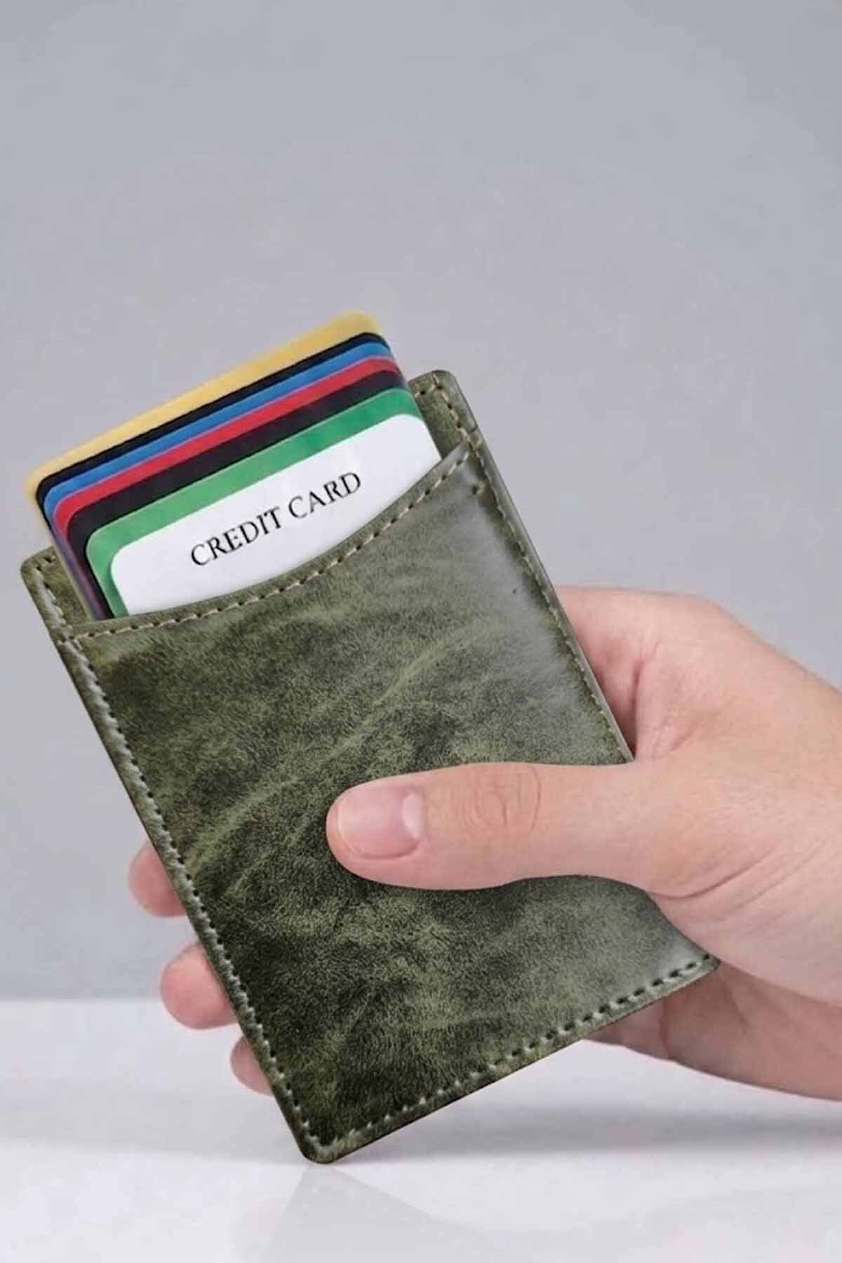 vynor atelier Siyah RFID Korumalı Mekanizmalı Kartlık Cüzdan - Otomatik Mekanizmalı Cüzdan