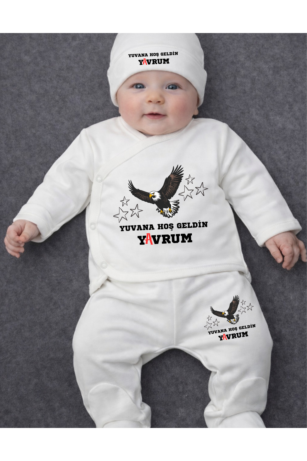 Baby Bottom Top Set with Eagle Picture Welcome Letter