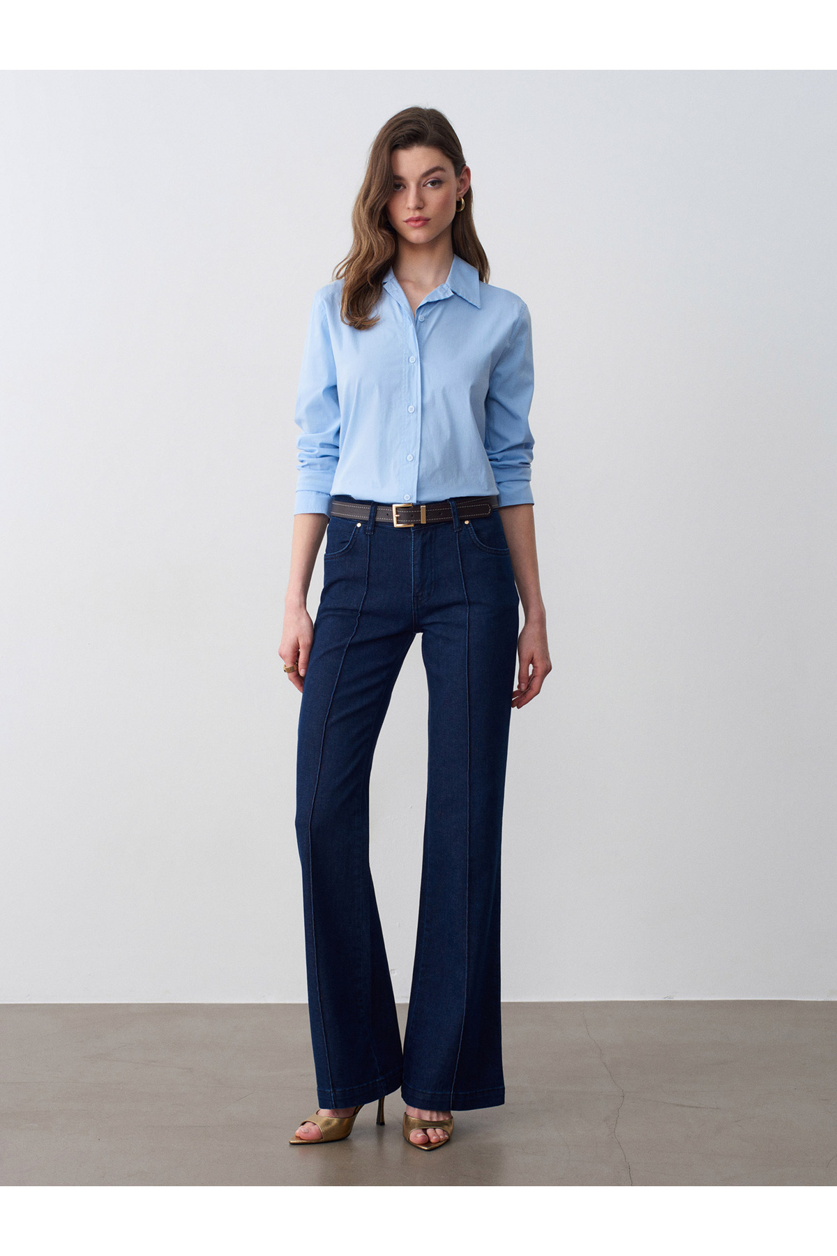 Dilvin 72309 Dikiş Detaylı Flare Jean-Lacivert