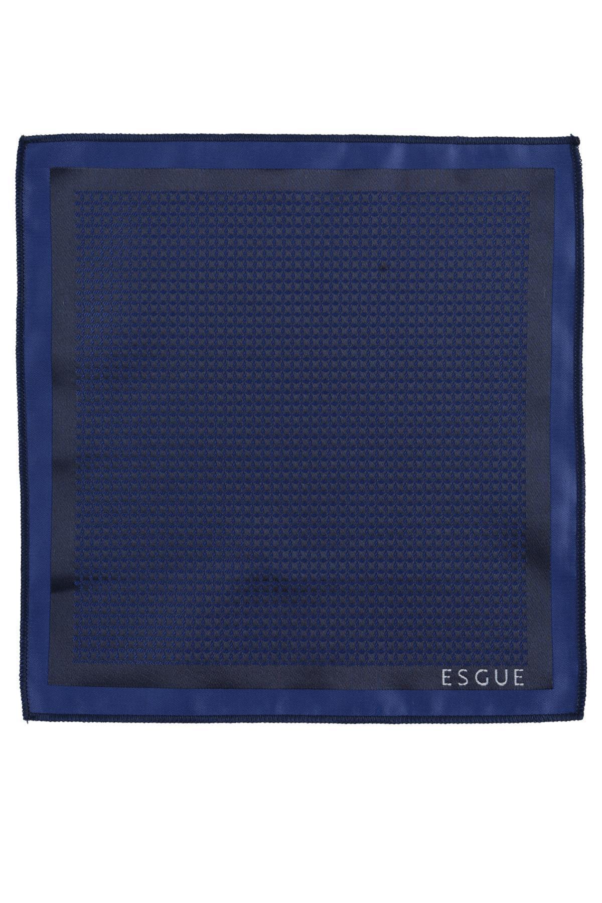 Esgue Hand Made 6 cm Slim Pötikare Desen Saks Renk Mendilli İnce Kravat görsel 6
