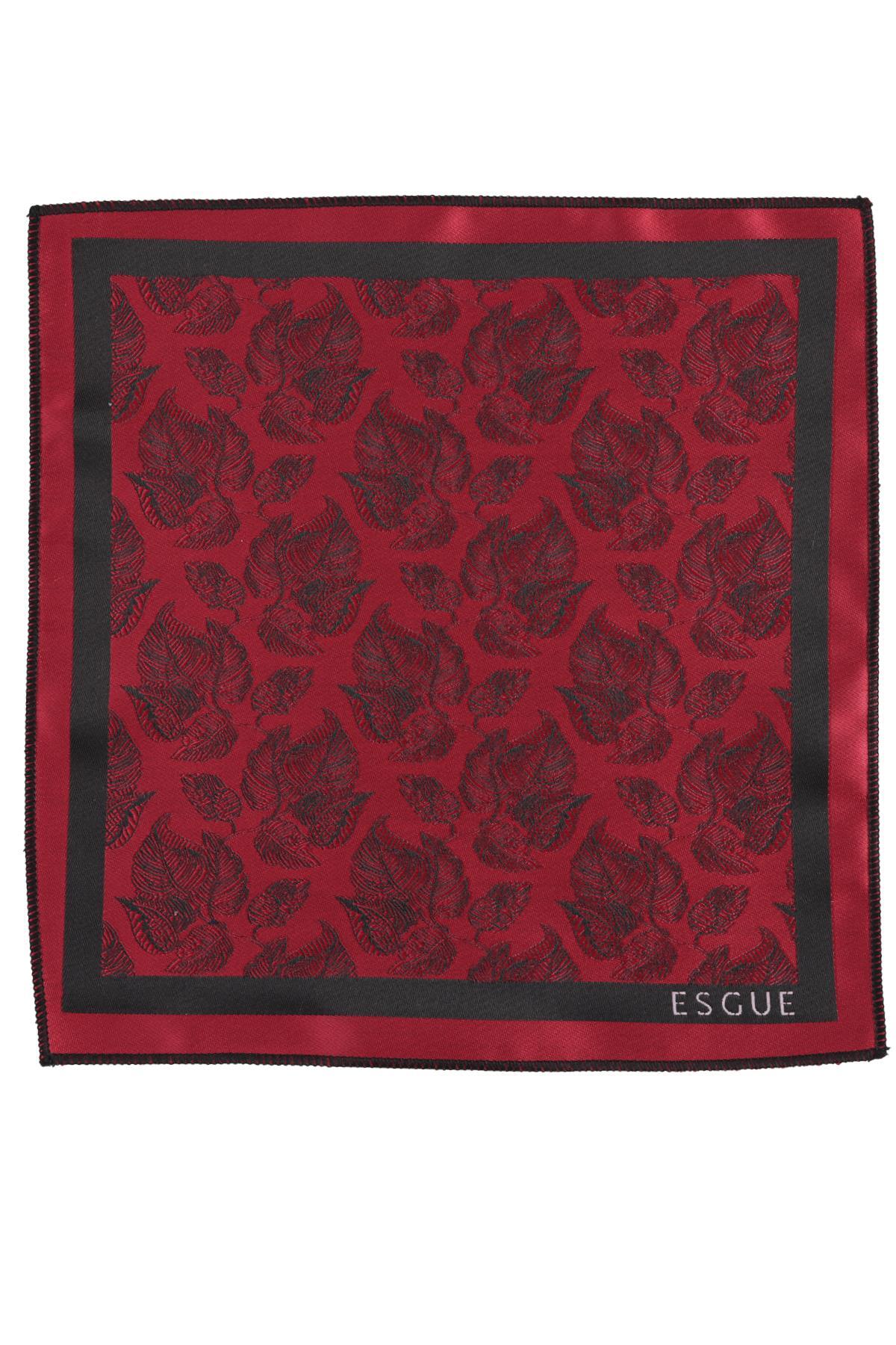 کراوات نازک دستساز طرح برگ باریک ۶ سانتیمتری مشکی و قرمز جیبدار Esgue مردانه | ESG115KRM1269 - تصویر 6
