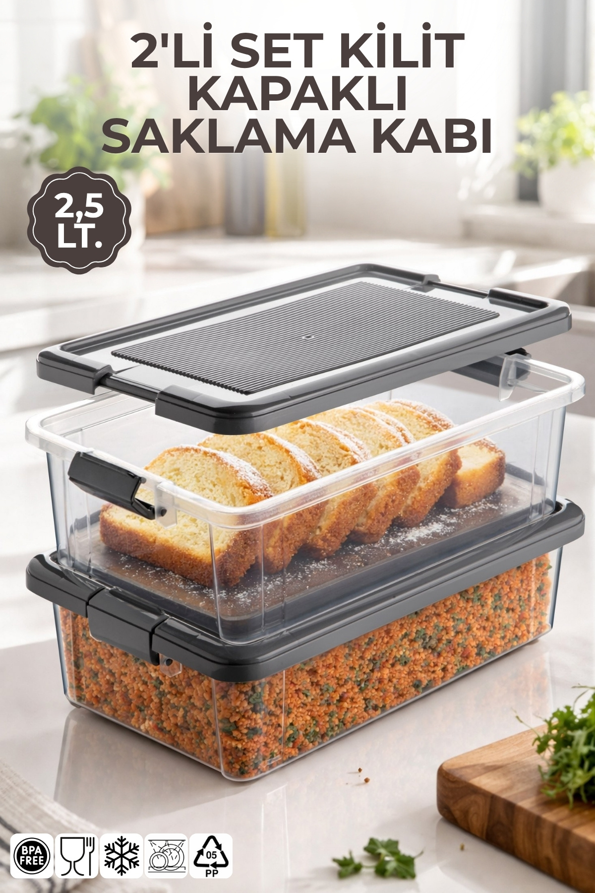 2-Piece Set 2.5Lt. Decobox Multipurpose Storage Container - Picnic Transport Set - 2,5Lt.