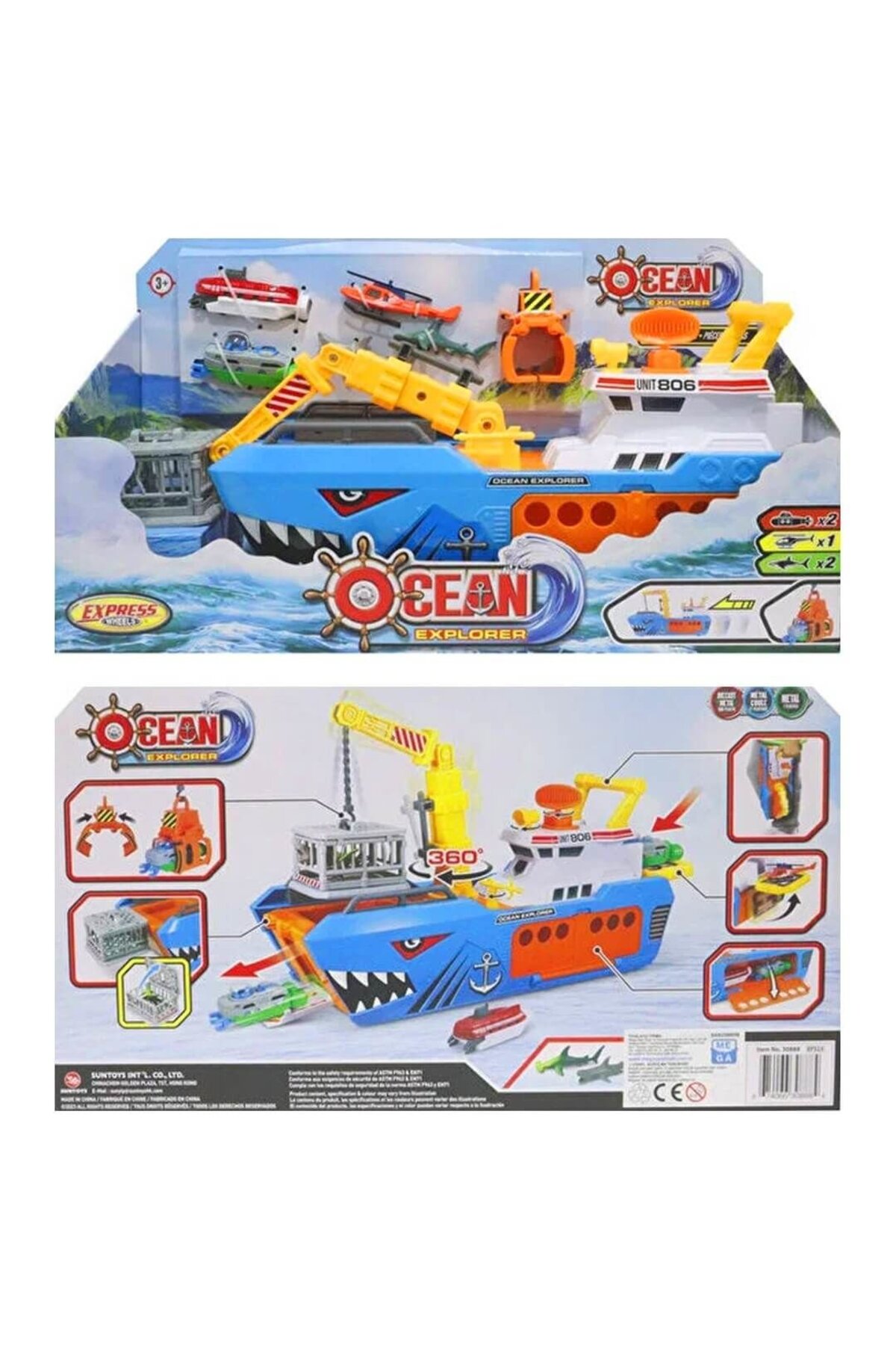 PopŞeker Express Wheels Okyanus Kaşifi Köpekbalığı Gemisi ve Su