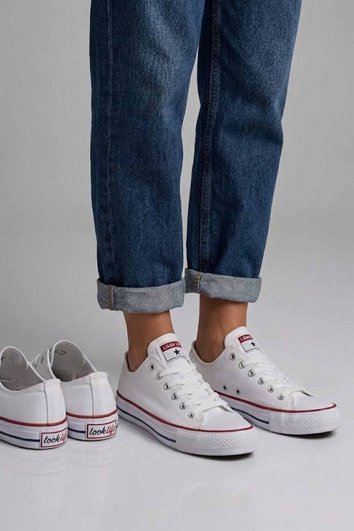 Beyaz Günlük Bez Ayakkabı - Rahat Taban Sneakers — سفید RS-CONVERS-RS-C1001 — تصویر 6 از 6