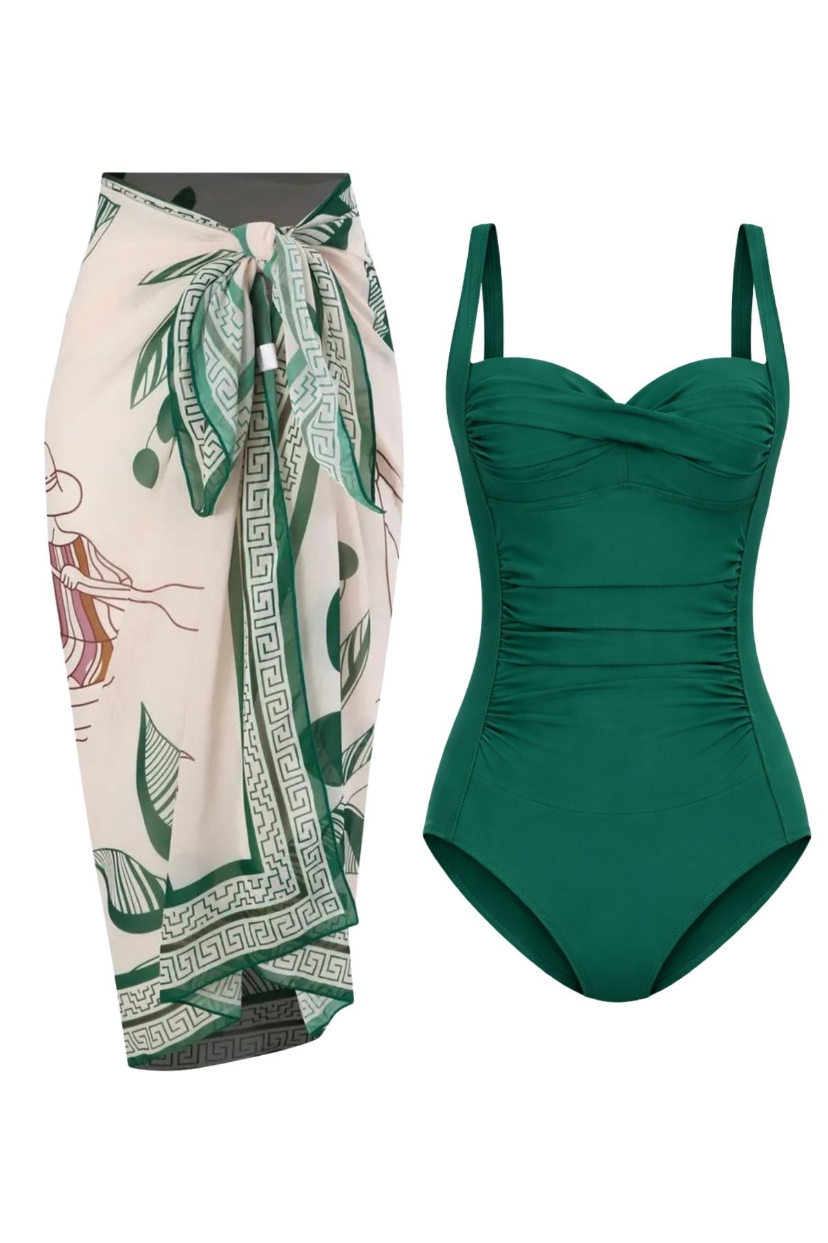 Swimwear Pareo with Chest Pad, Adjustable Strap, Thinner, Effective Recovery Draped Set of 2