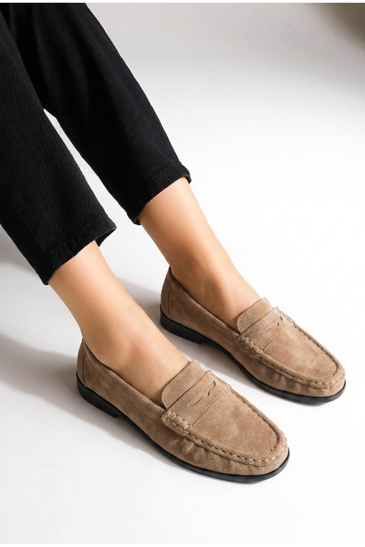 guijarro Kadın Vizon Hakiki Süet Loafer Casual Günlük Ayakkabı görsel 5