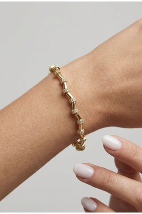 Glowisters Jewelry Zirkon Taşlı Bambu Form Bileklik