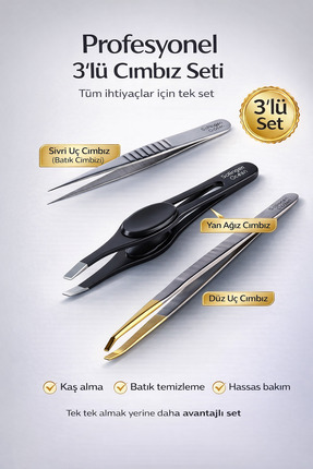 Solingen 3’lü Cımbız Seti Yan Ağız Düz Uç Sivri Uç (Batık) Profesyonel Paslan...