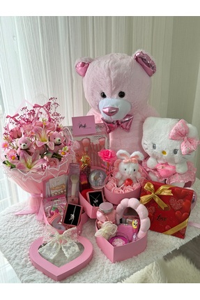 pink collection Süslü çiçeğim büyük boy set özel gün hediye seti
