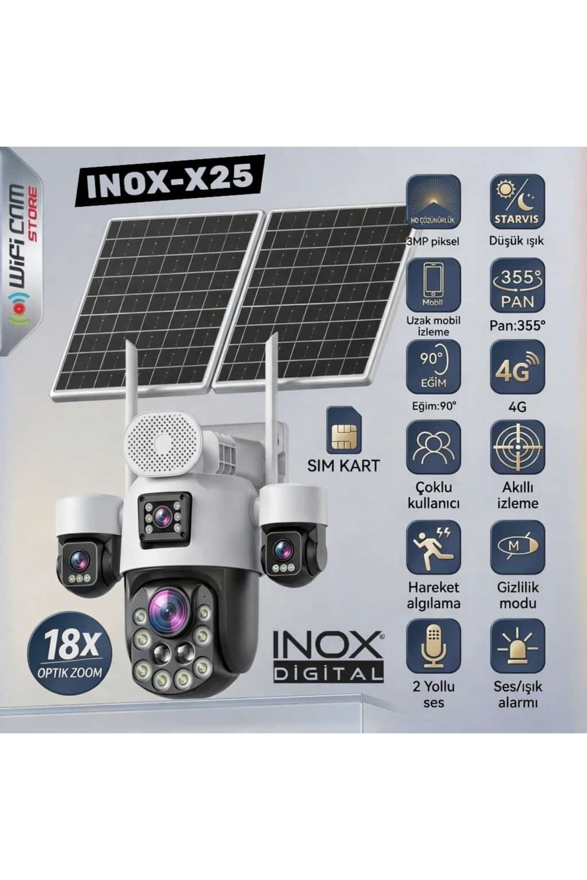 【限定価格】高性能i5＆爆速SSD/メモリ8GB✨カメラ 2019年製 WİFİCAM İnox X25 4 Kameralı Optik Zoom Güneş Enerjili 4G Akıllı