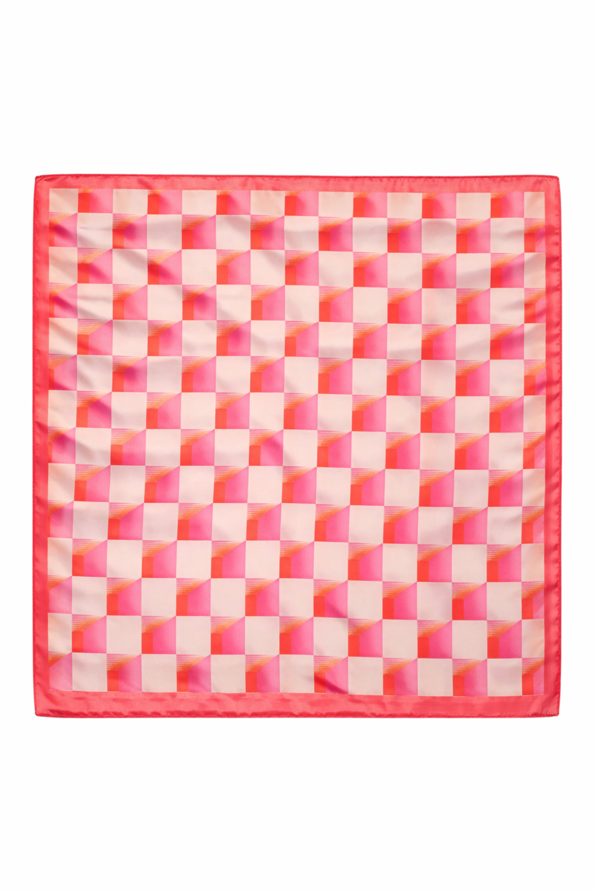 Pembe Geometrik Desenli 70x70 Fular – Büyük Boy Şık Kadın Boyun Fuları