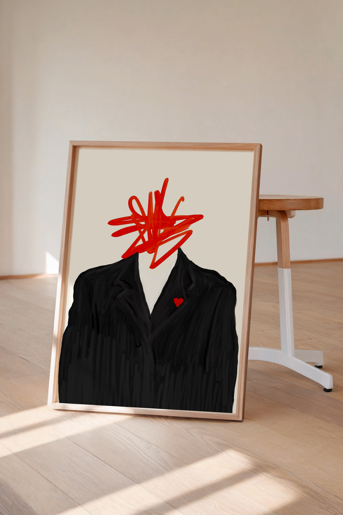 Soyut Portre Tablo Modern Sanat Poster Kırmızı Figür Duvar Dekoru Çerçevesiz