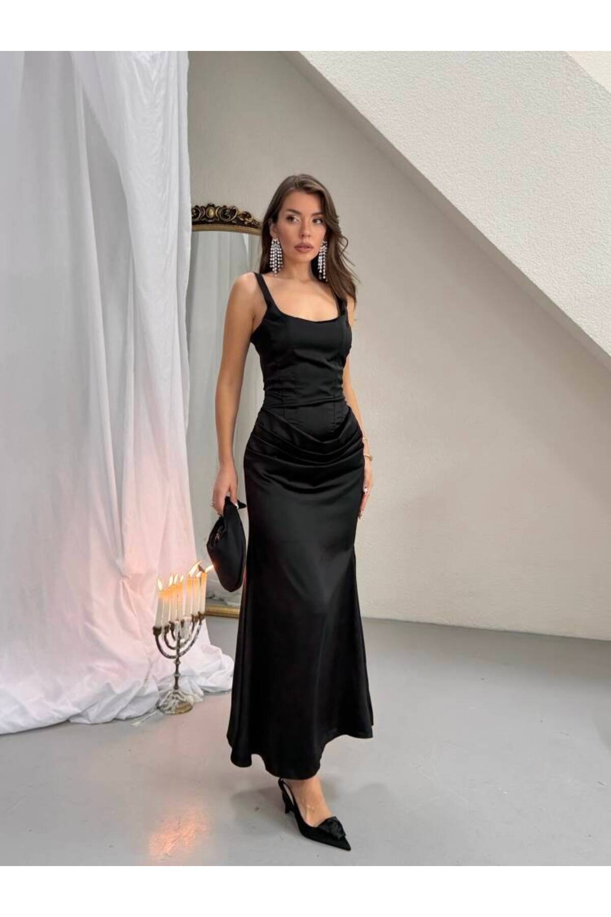 MAXMOOR  MAEVE Maxi Elbise 1355 - Siyah