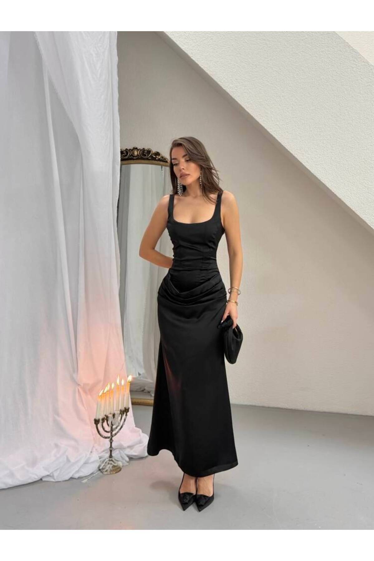 MAXMOOR  MAEVE Maxi Elbise 1355 - Siyah - Görsel 4