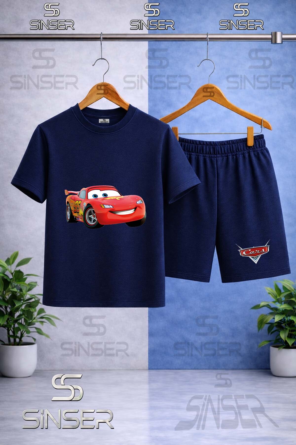 Kids Simsek MACUIN PLAIN Printed Crew Neck T-Shirt-Shorts Set