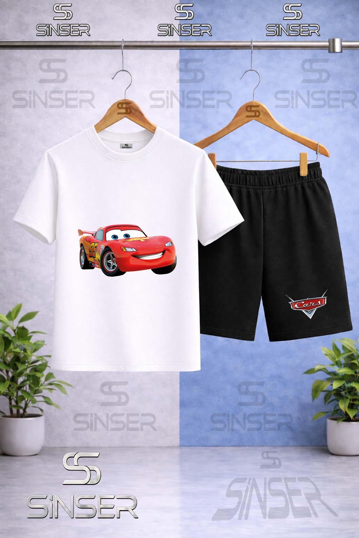 Kids Simsek MACUIN PLAIN Printed Crew Neck T-Shirt-Shorts Set