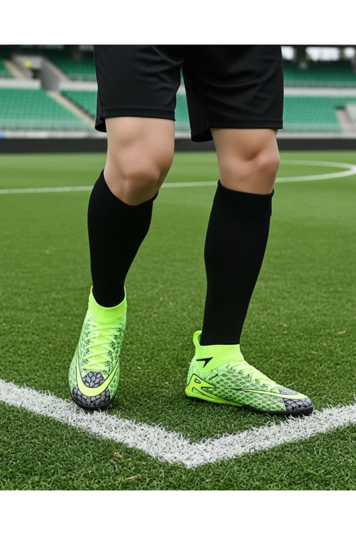 Erkek Halısaha Ayakkabısı Futbol Kramponu Kaymaz Taban Beyaz