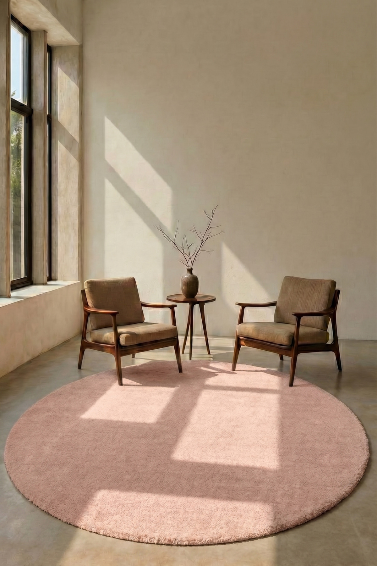 Round Mest Pink Premium Velvety Carpet Living Room-Living Room-Kitchen-Non-Slip Sole-Washable