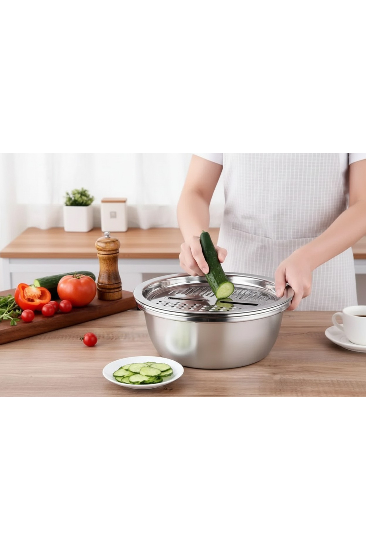 Grater with stainless steel chamber
