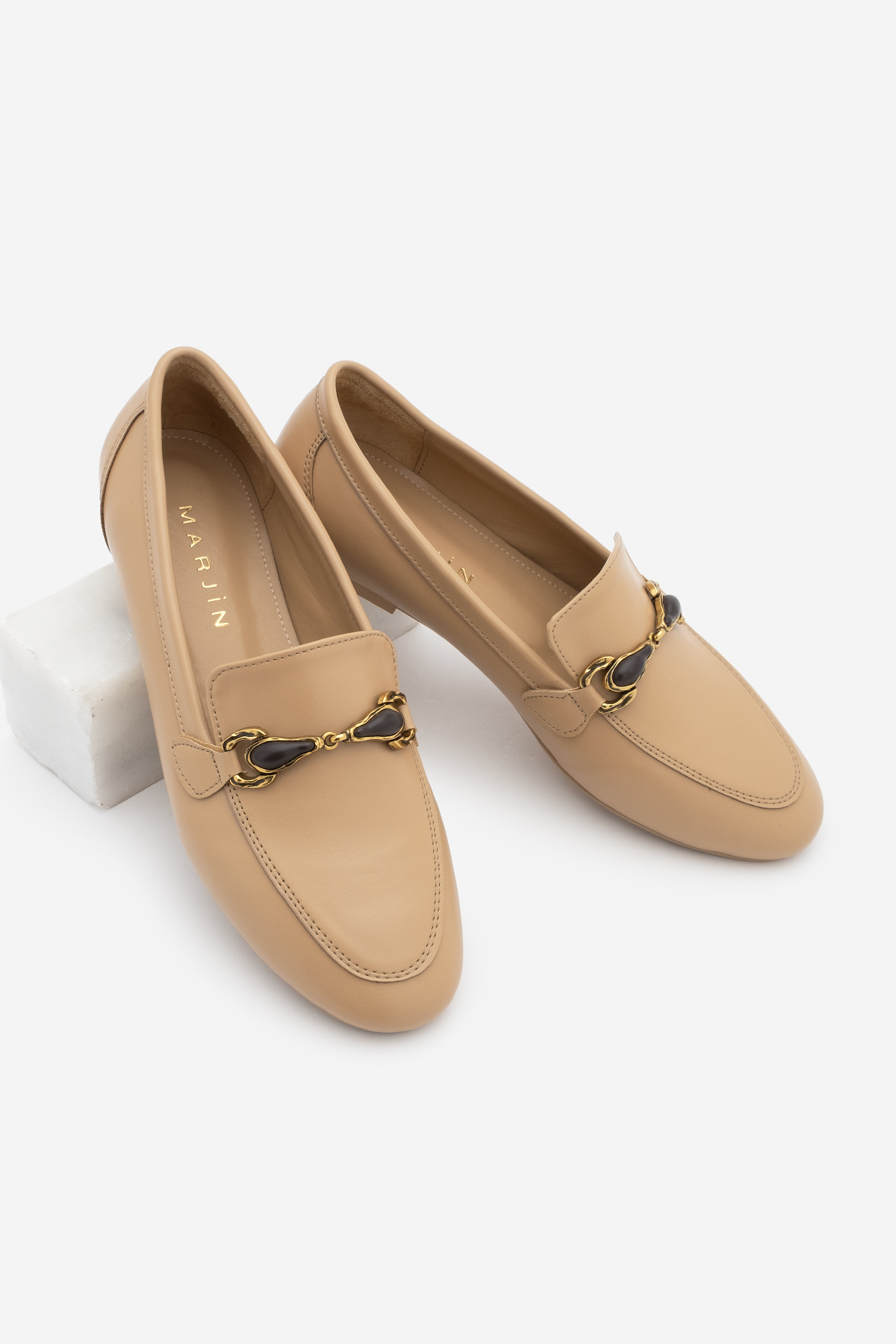 Women's Loafer Moccasin Buckle Classic Casual Shoes Tavelo Beige