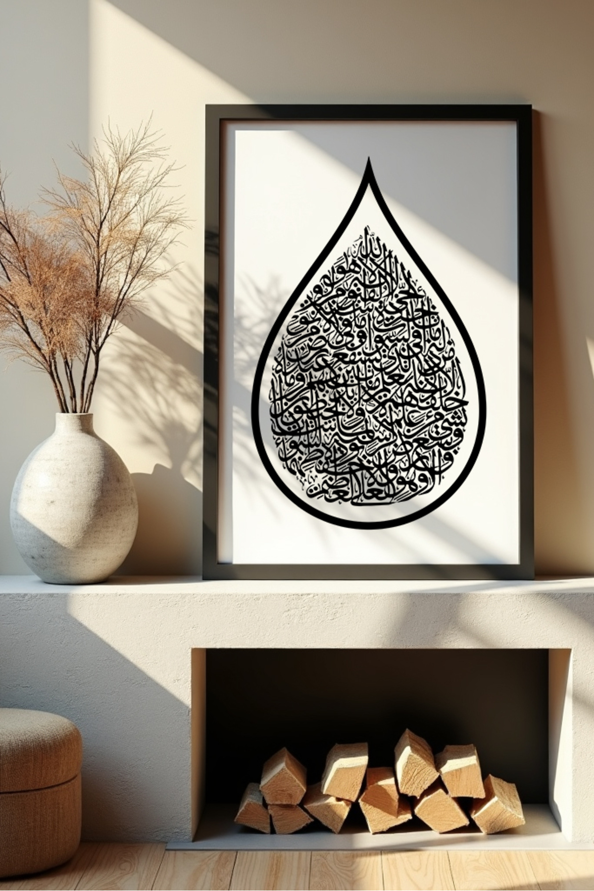 Black Framed Ayetül Kürsi Table - Ayetül Kürsi - Premium Religious Table - Luxury Table - Islamic Table