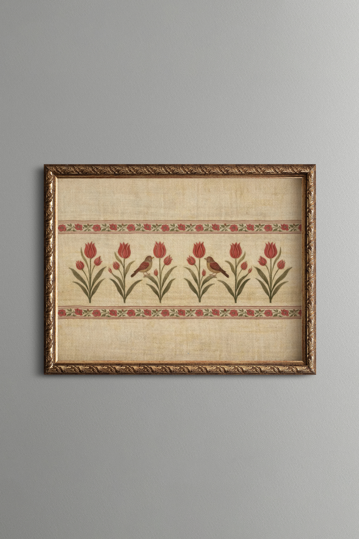Tulip and Bird Motif - Vintage Patterned Frame - Slim Pattern