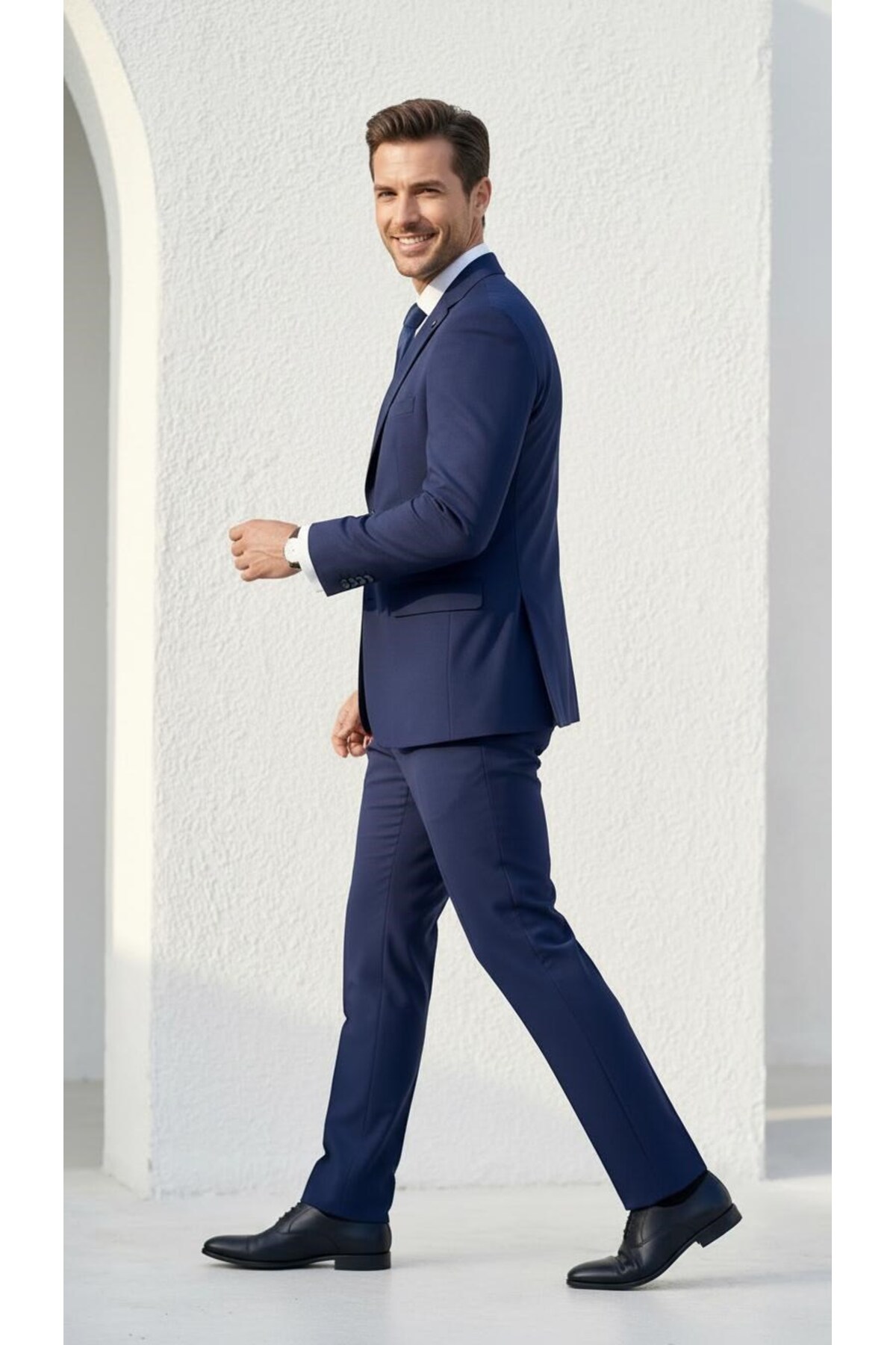 Plus Scorpion Erkek Klasik 2’li Takım Elbise 2 Düğmeli Slim Fit Esnek Kumaş Çift Yırtmaçlı 7 Drop görsel 5