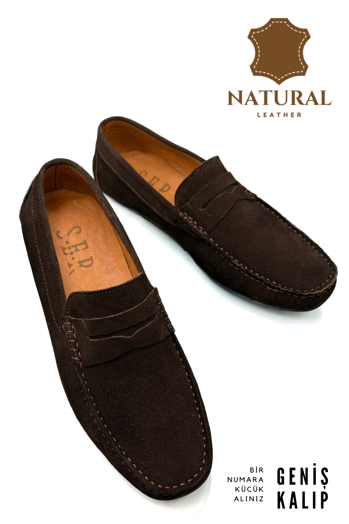 sermoda Erkek Loafer - Hakiki Deri Rok Loafer Erkek Ayakkabı Süet Kahve görsel 5
