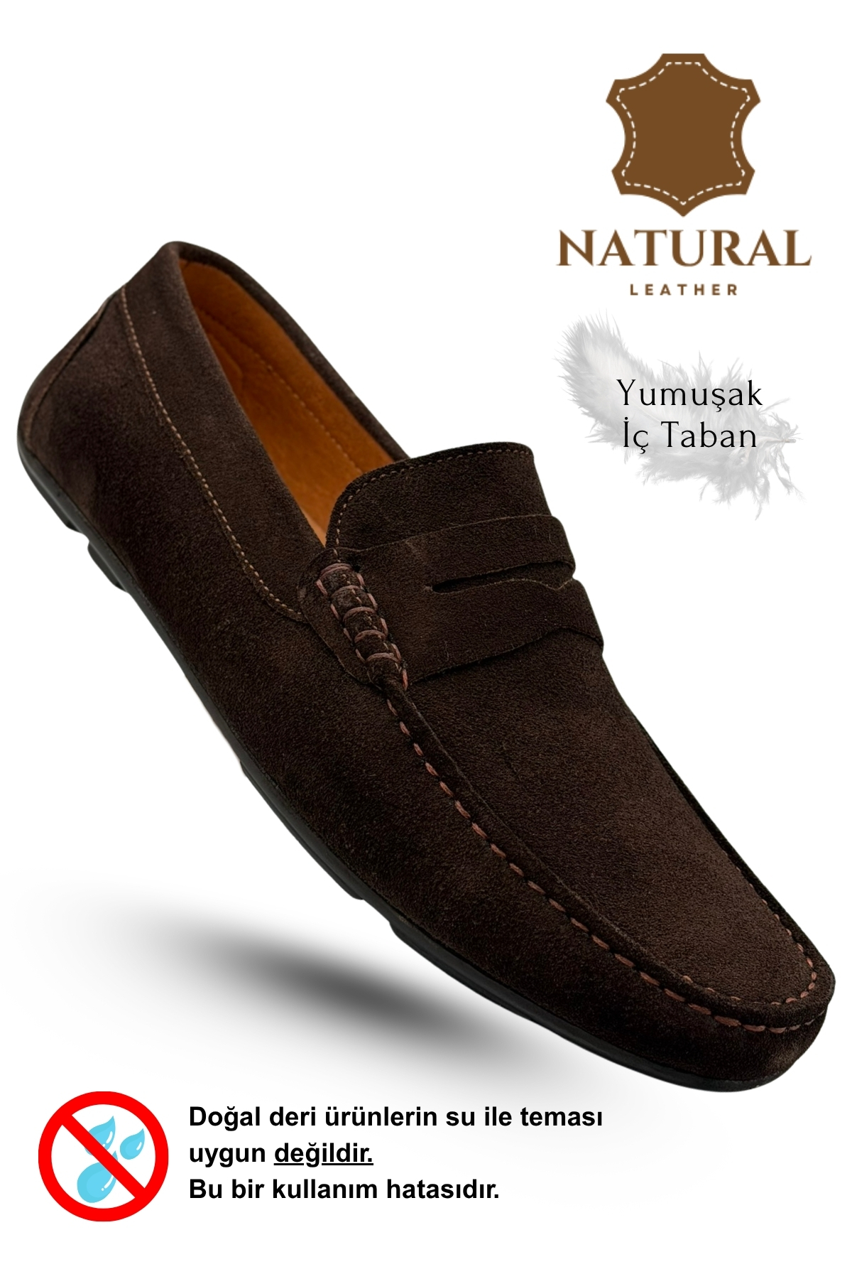 sermoda Erkek Loafer - Hakiki Deri Rok Loafer Erkek Ayakkabı Süet Kahve görsel 7