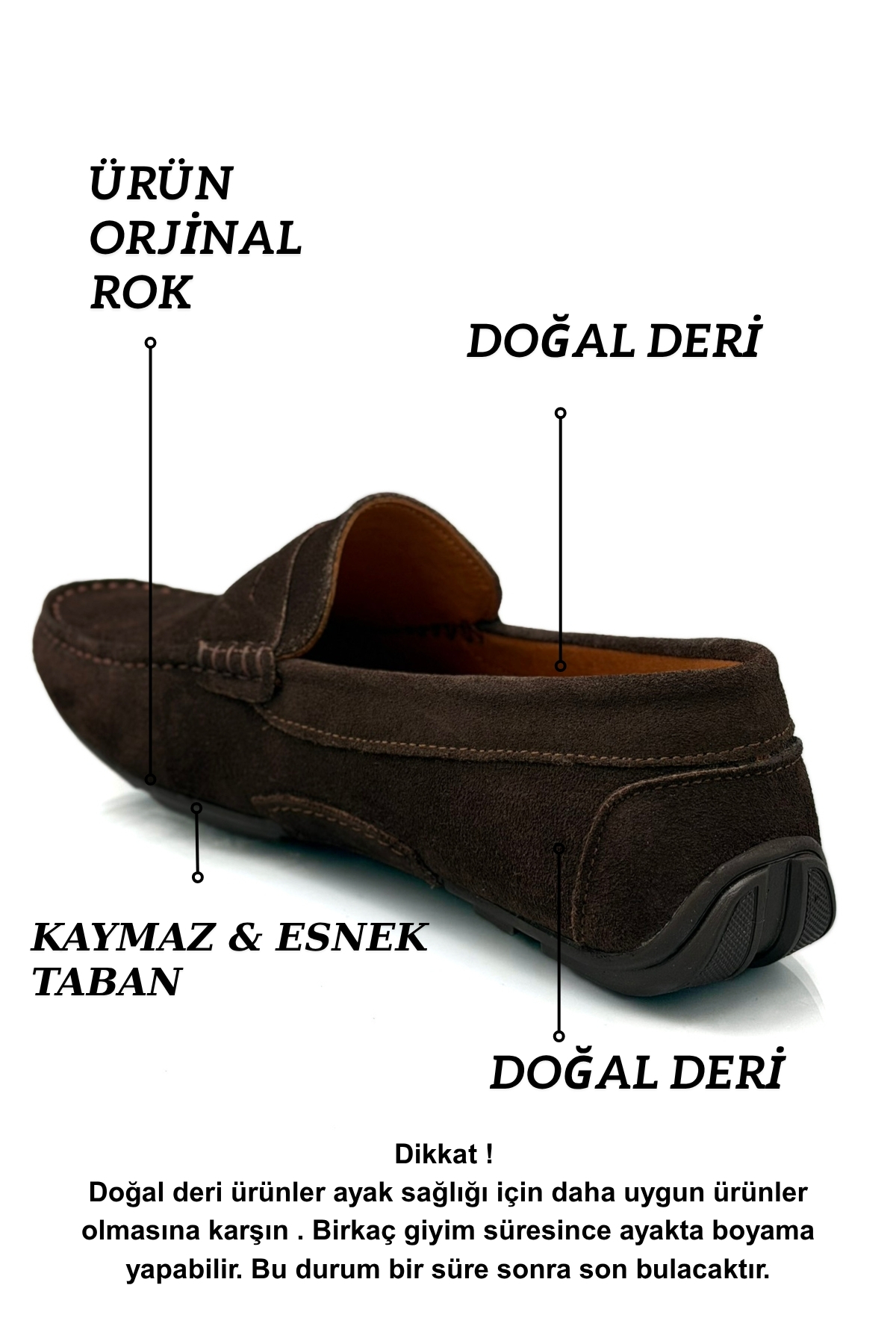 sermoda Erkek Loafer - Hakiki Deri Rok Loafer Erkek Ayakkabı Süet Kahve görsel 4