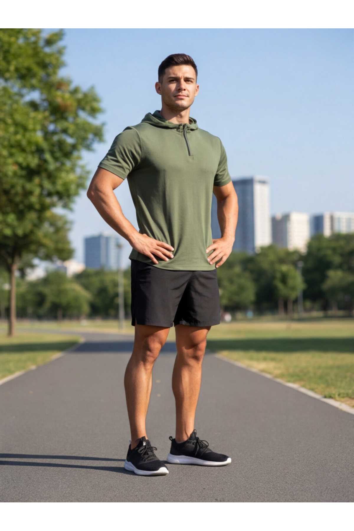 QualiTee Men's Training T-Shirt Slim Fit Half Zipper